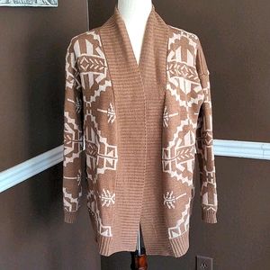 Charlotte Russe brown/cream aztec cardigan medium